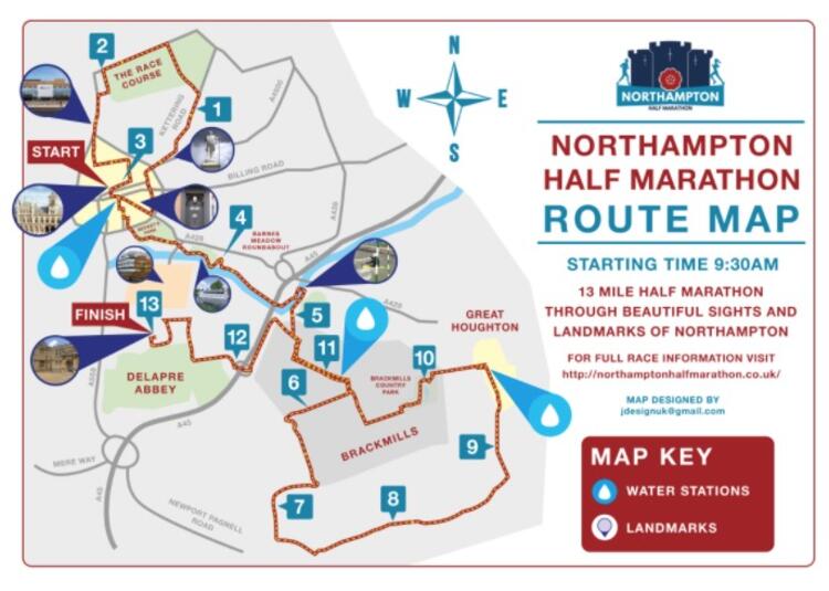 Northampton Half Marathon Route Map